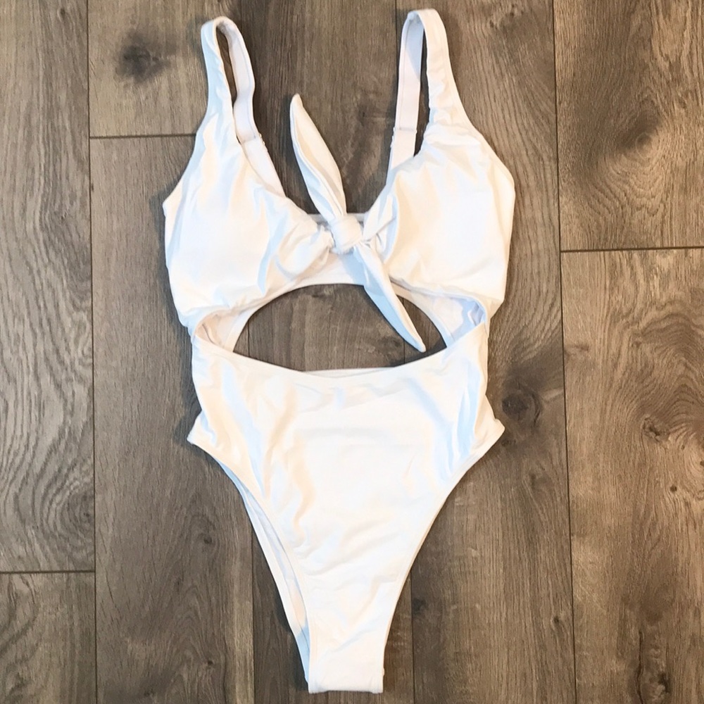 White Cutout One-Piece - Picture 5 of 7